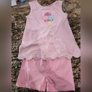 Pink Striped Ice Cream Top and Shorts Set